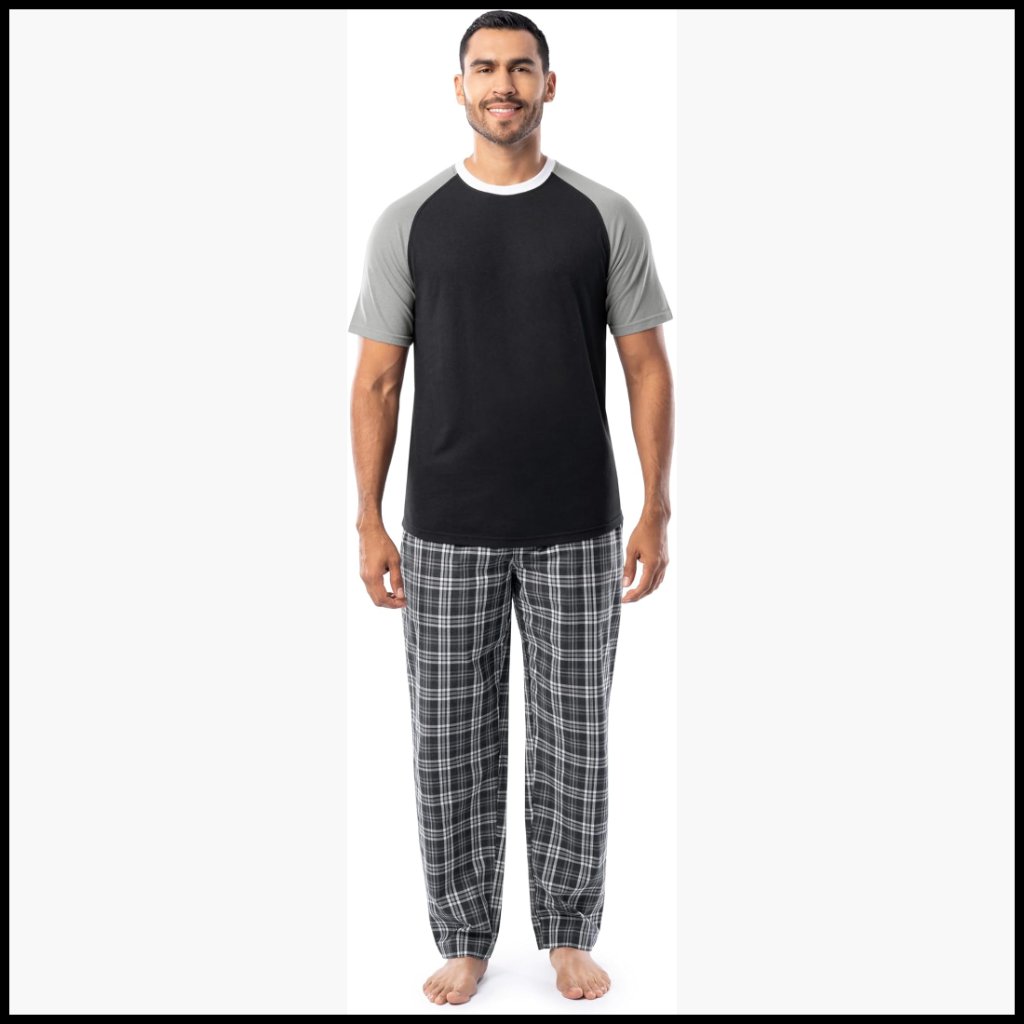 Cotton Polyester Jersey Henley Top Broadcloth Pant Sleep Set